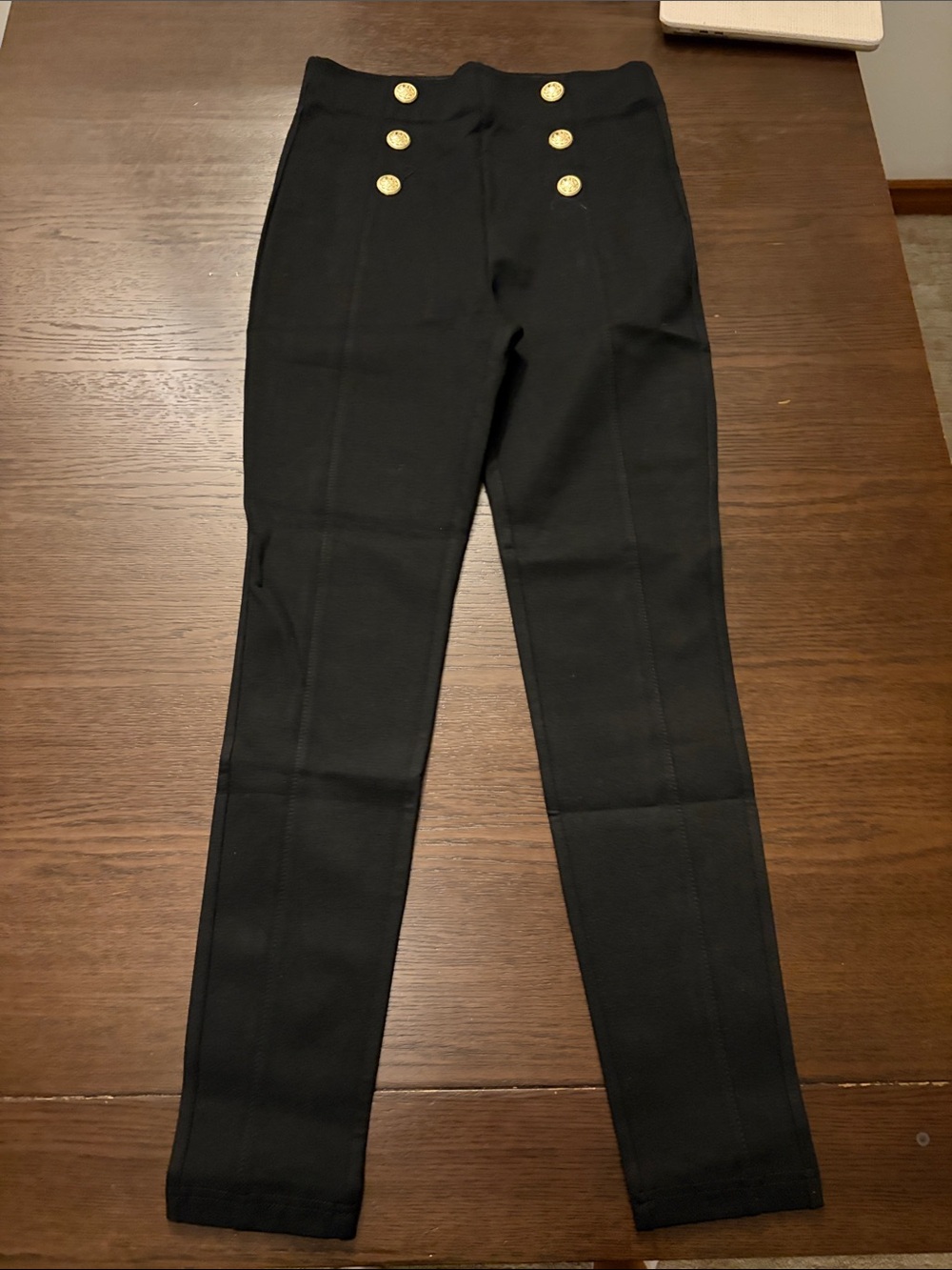Zara Black High-Waist Pants with Gold Buttons
